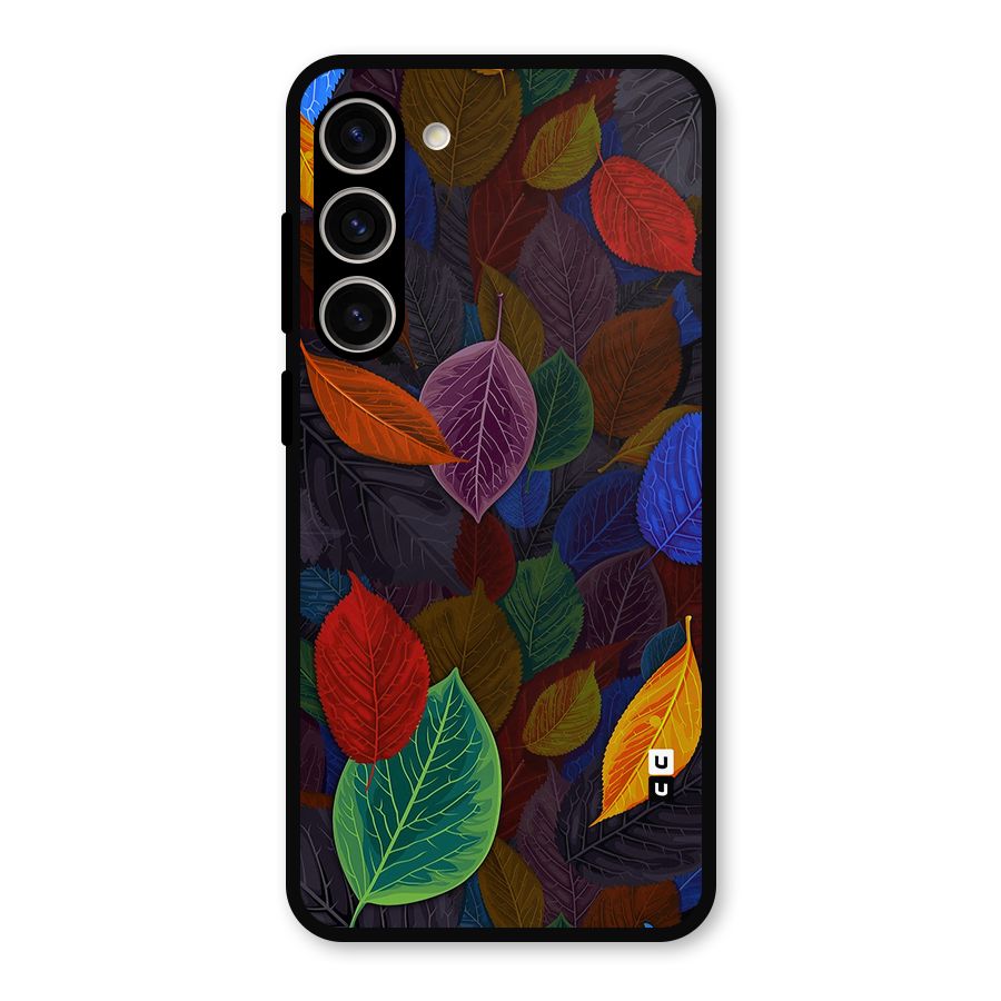 Colorful Leaves Pattern Metal Back Case for Galaxy S23 Plus