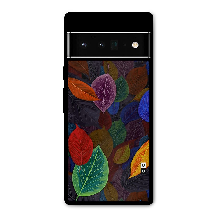 Colorful Leaves Pattern Metal Back Case for Google Pixel 6 Pro