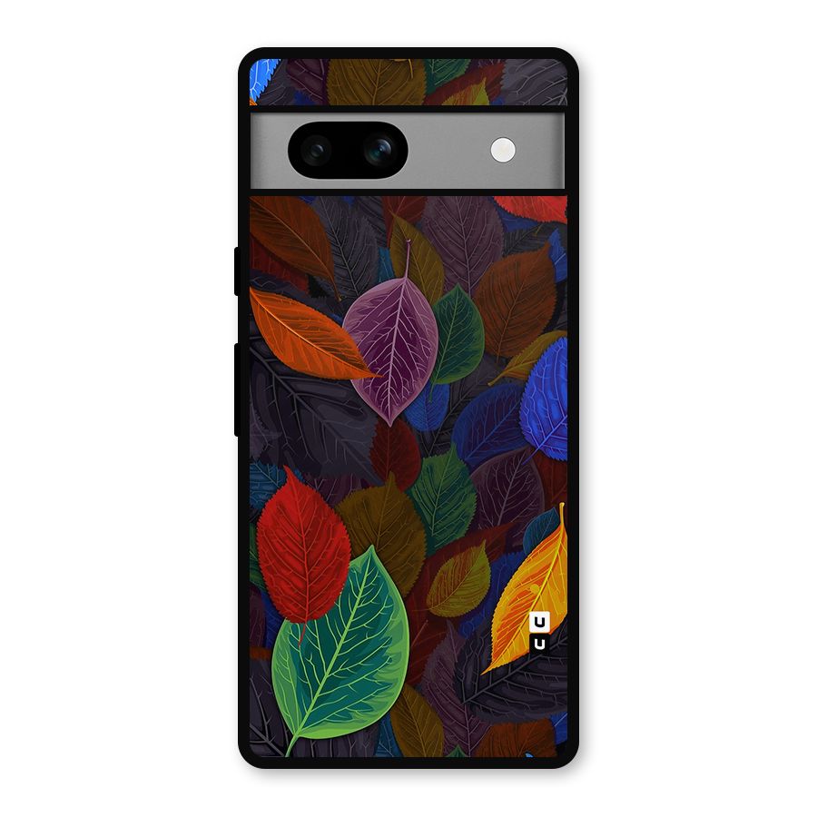 Colorful Leaves Pattern Metal Back Case for Google Pixel 7a