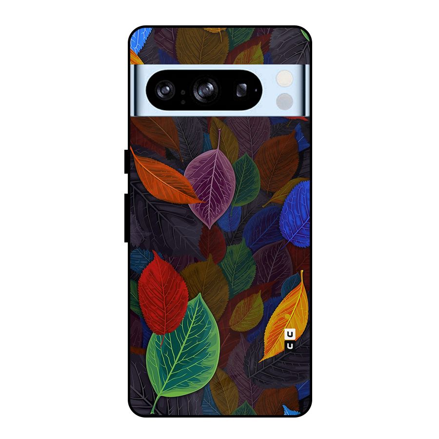 Colorful Leaves Pattern Metal Back Case for Google Pixel 8 Pro