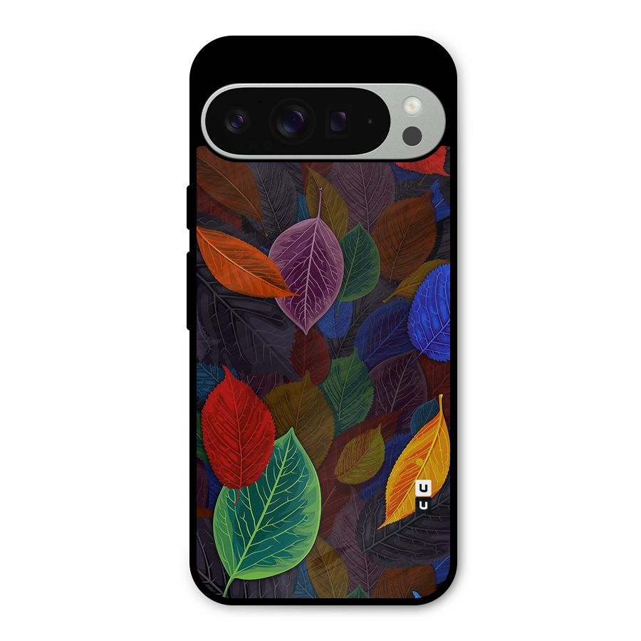 Colorful Leaves Pattern Metal Back Case for Google Pixel 9 Pro XL