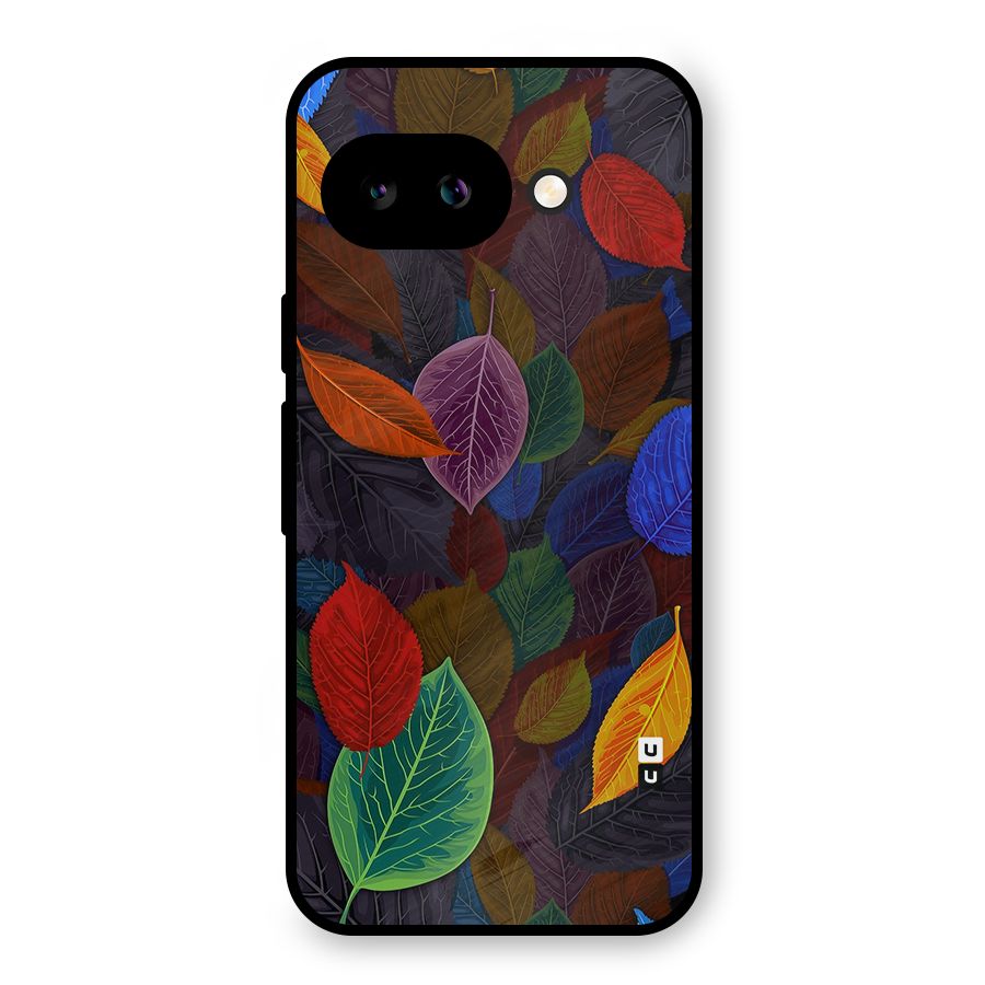 Colorful Leaves Pattern Metal Back Case for Google Pixel 9a