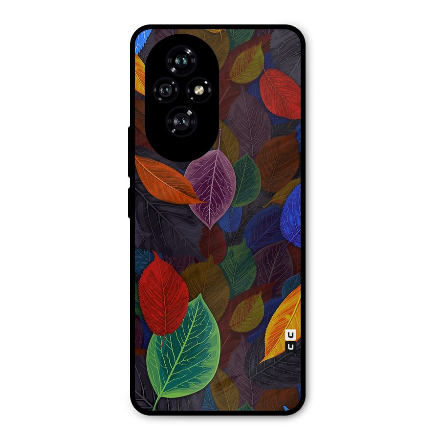 Colorful Leaves Pattern Metal Back Case for Honor 200