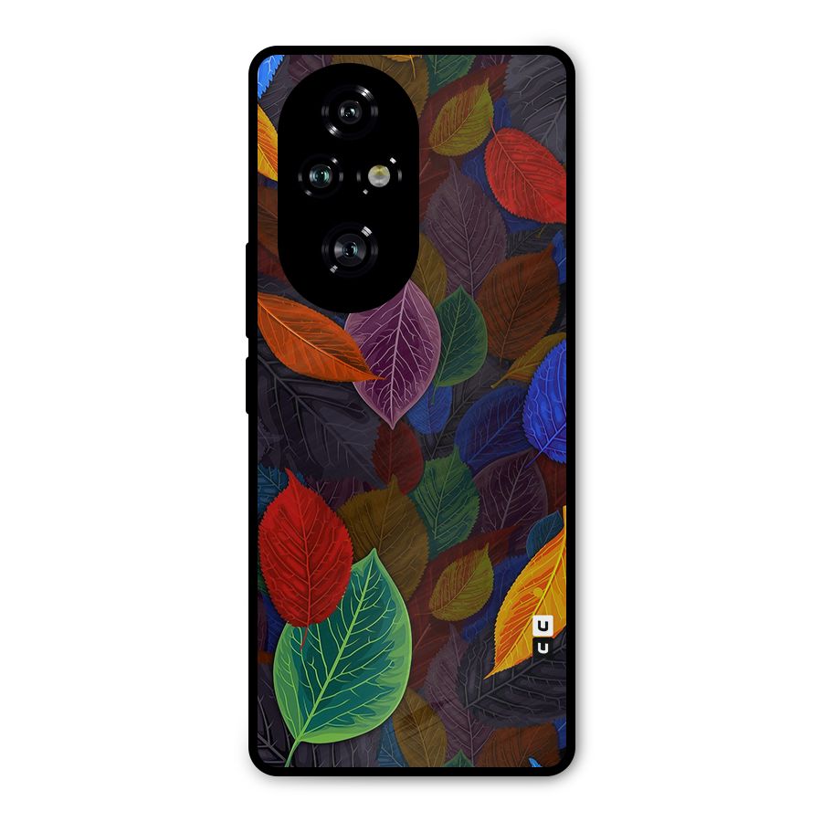 Colorful Leaves Pattern Metal Back Case for Honor 200 Pro