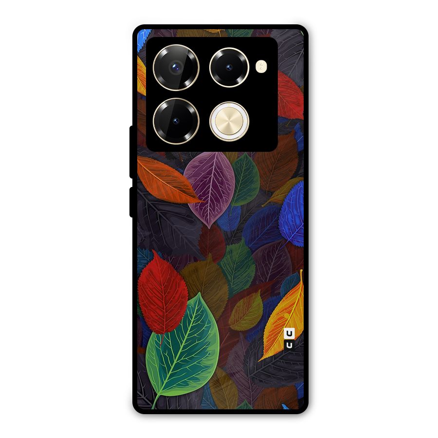 Colorful Leaves Pattern Metal Back Case for Infinix Note 40 Pro Plus