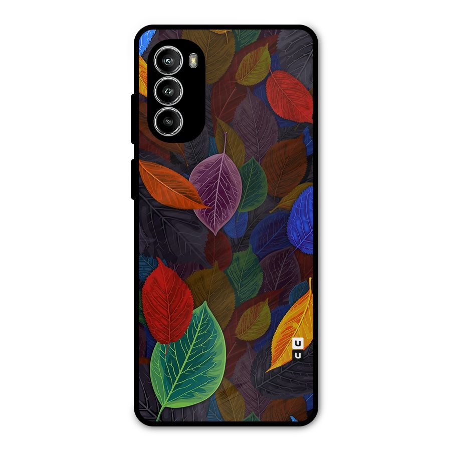 Colorful Leaves Pattern Metal Back Case for Moto G52