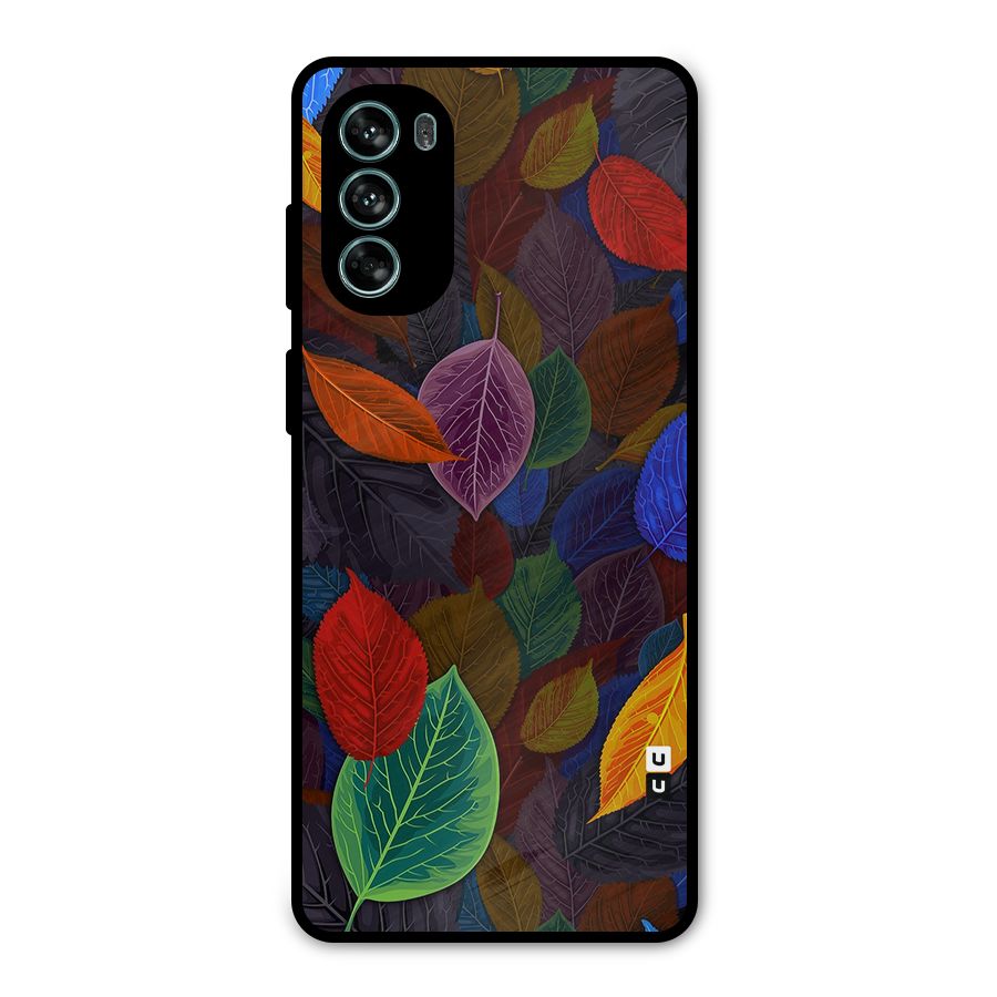 Colorful Leaves Pattern Metal Back Case for Moto G62