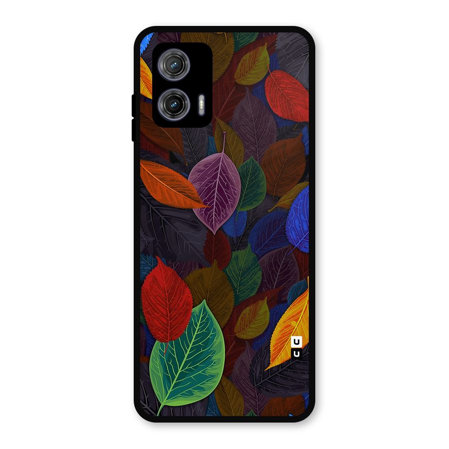 Colorful Leaves Pattern Metal Back Case for Moto G73
