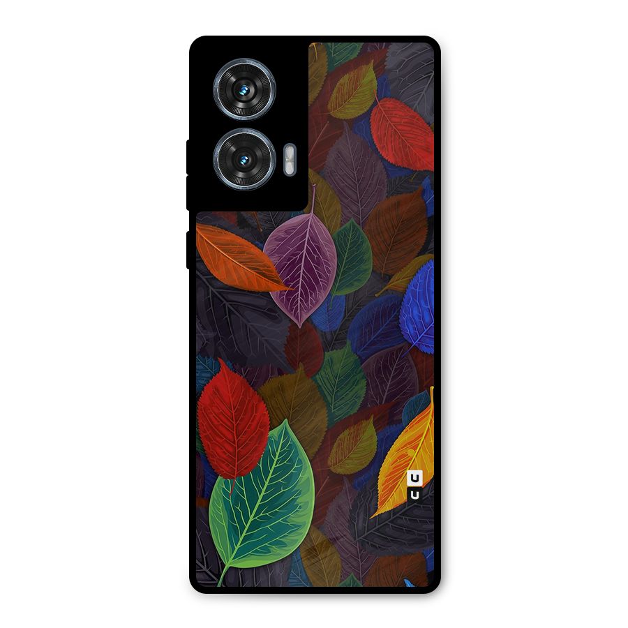 Colorful Leaves Pattern Metal Back Case for Motorola Edge 50 Fusion