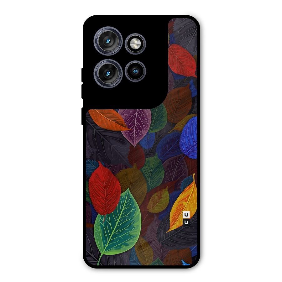 Colorful Leaves Pattern Metal Back Case for Motorola Edge 50 Neo