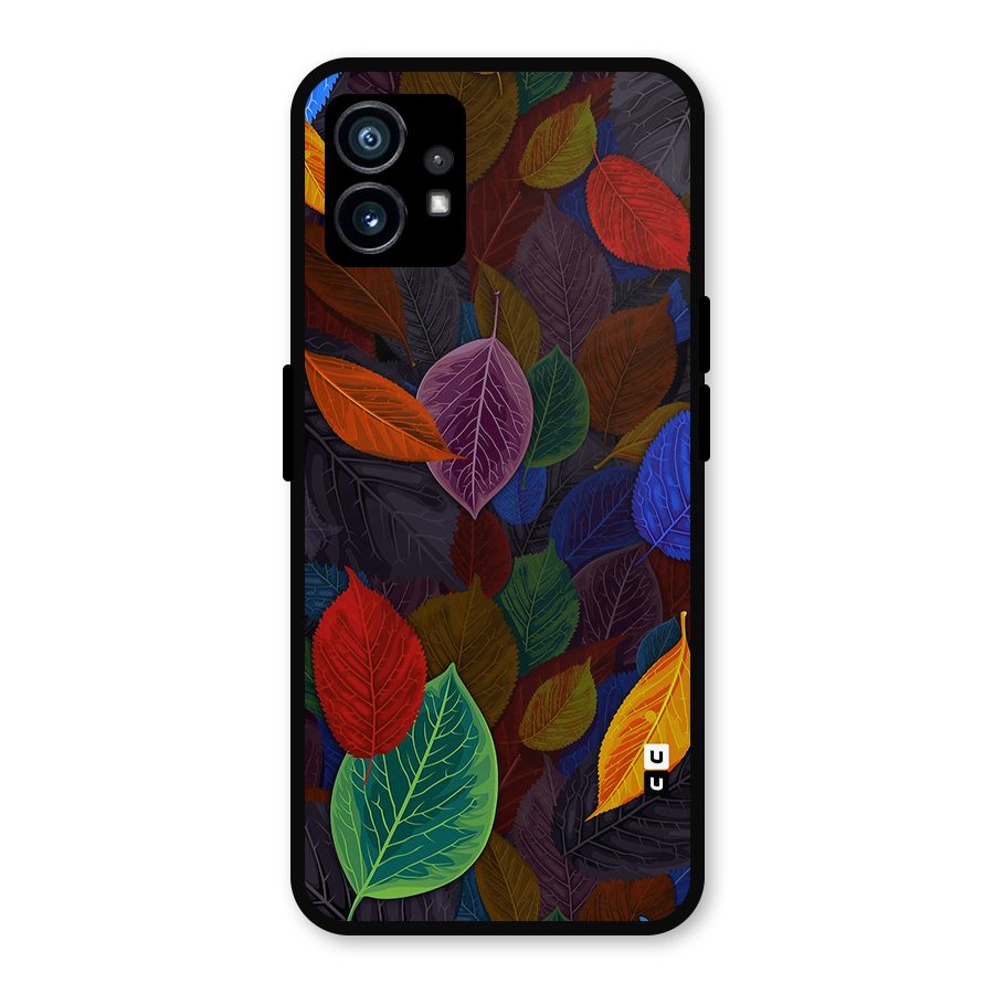 Colorful Leaves Pattern Metal Back Case for Nothing Phone 1