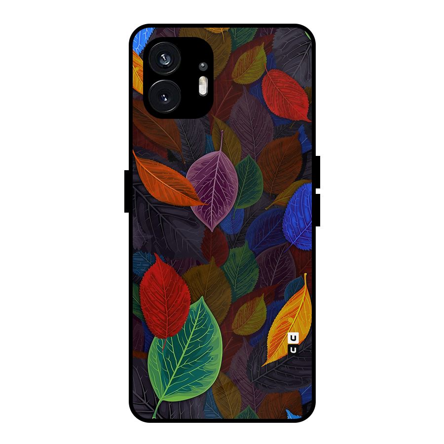 Colorful Leaves Pattern Metal Back Case for Nothing Phone 2