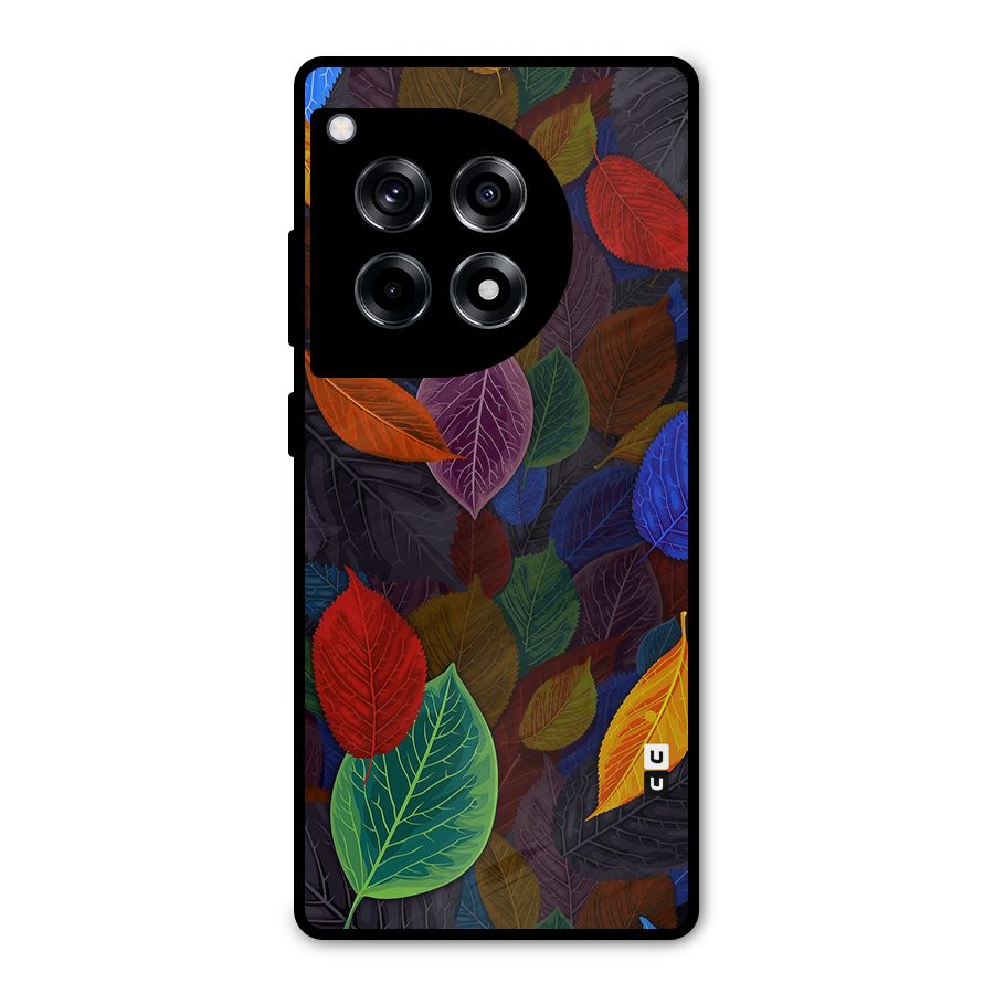 Colorful Leaves Pattern Metal Back Case for OnePlus 12R