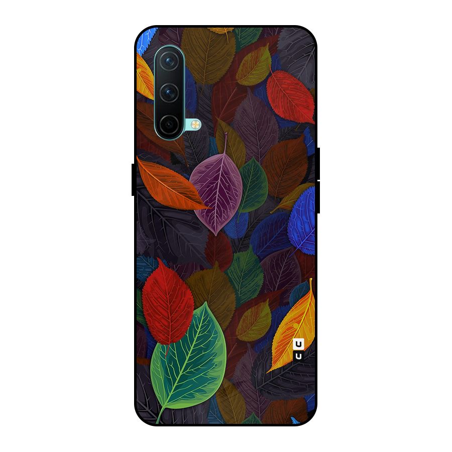 Colorful Leaves Pattern Metal Back Case for OnePlus Nord CE 5G