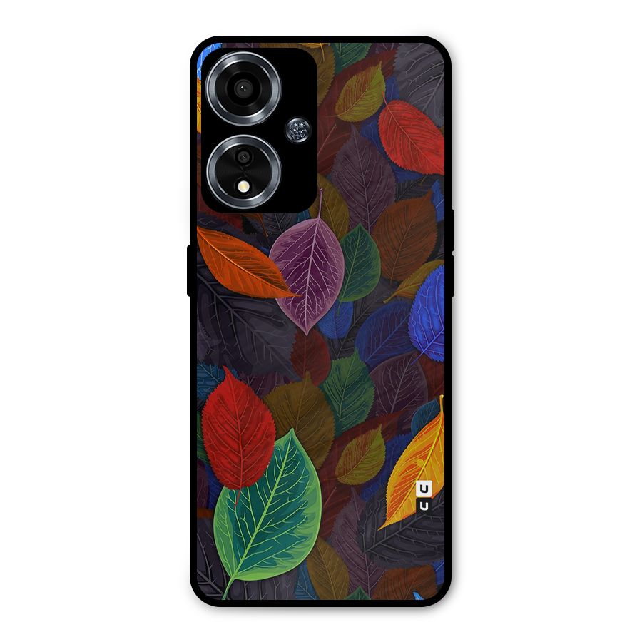 Colorful Leaves Pattern Metal Back Case for Oppo A59
