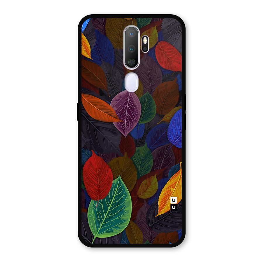 Colorful Leaves Pattern Metal Back Case for Oppo A5 (2020)