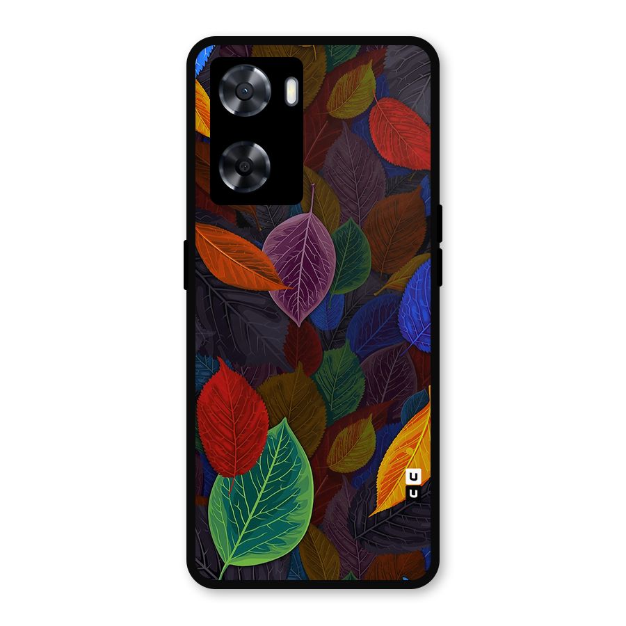 Colorful Leaves Pattern Metal Back Case for Oppo A77