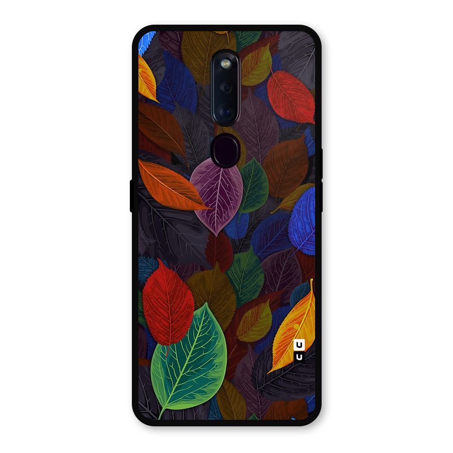 Colorful Leaves Pattern Metal Back Case for Oppo F11 Pro