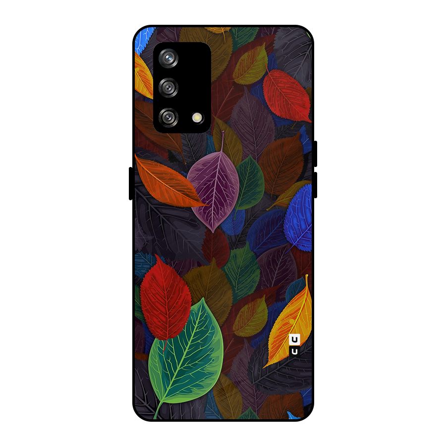 Colorful Leaves Pattern Metal Back Case for Oppo F19