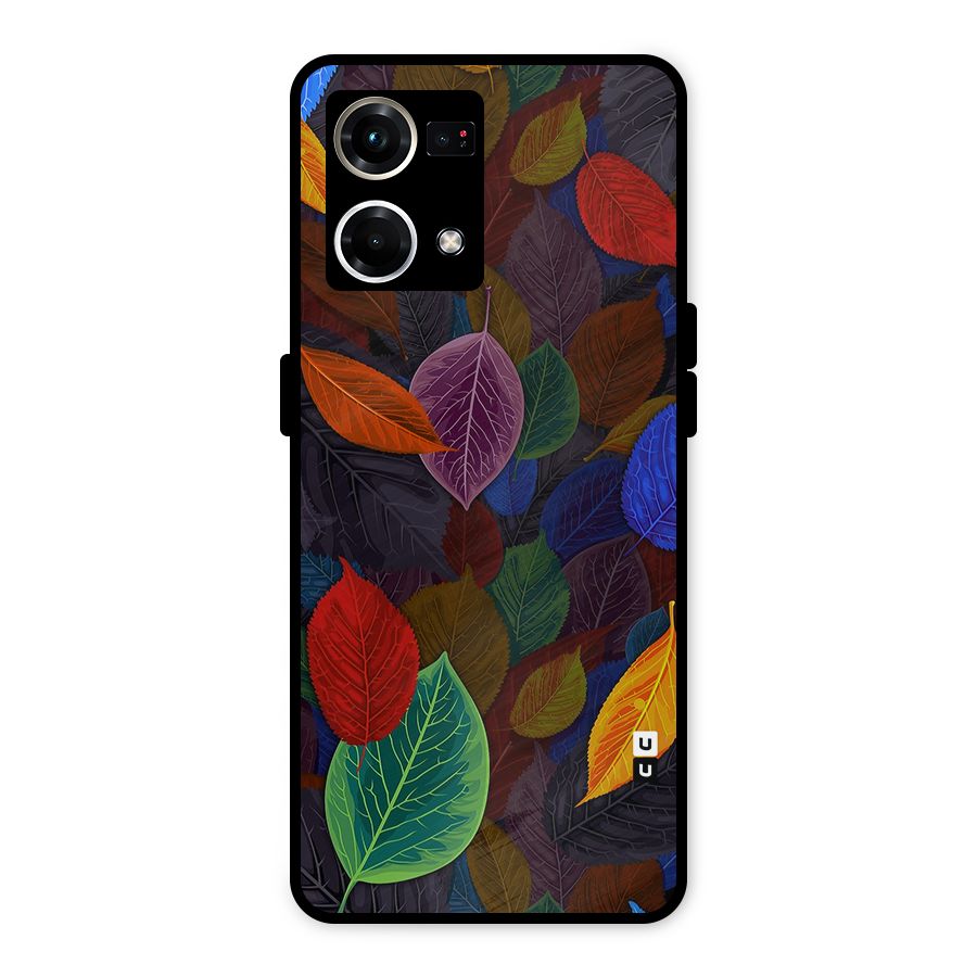 Colorful Leaves Pattern Metal Back Case for Oppo F21s Pro 4G