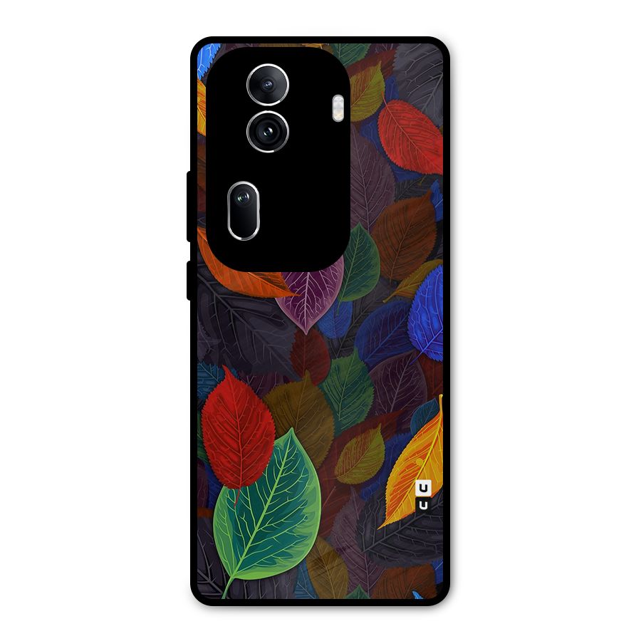 Colorful Leaves Pattern Metal Back Case for Oppo Reno11 Pro 5G