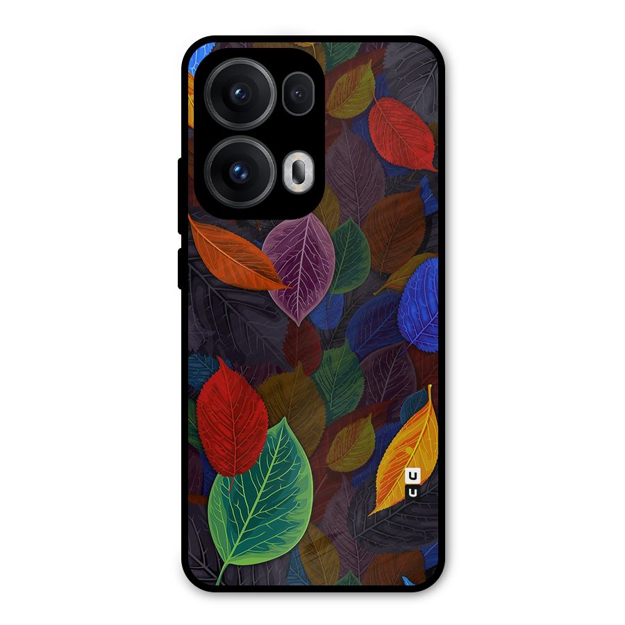 Colorful Leaves Pattern Metal Back Case for Oppo Reno13 Pro