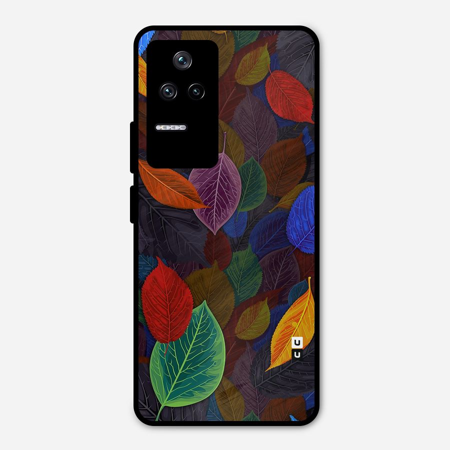 Colorful Leaves Pattern Metal Back Case for Poco F4 5G