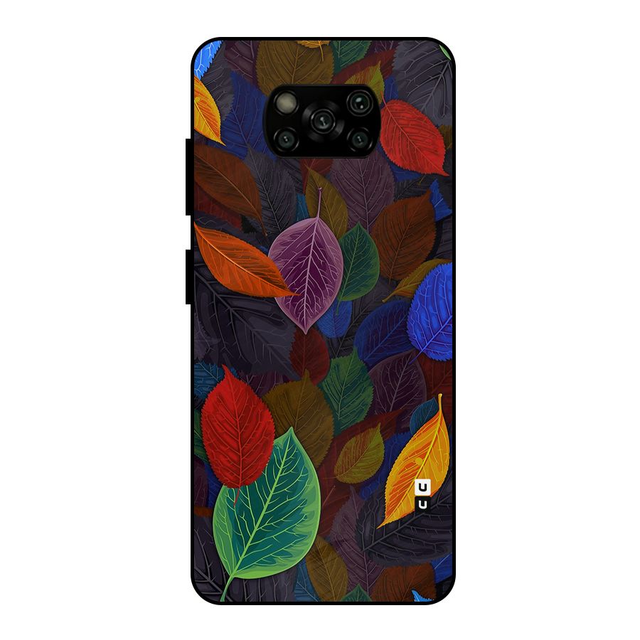 Colorful Leaves Pattern Metal Back Case for Poco X3