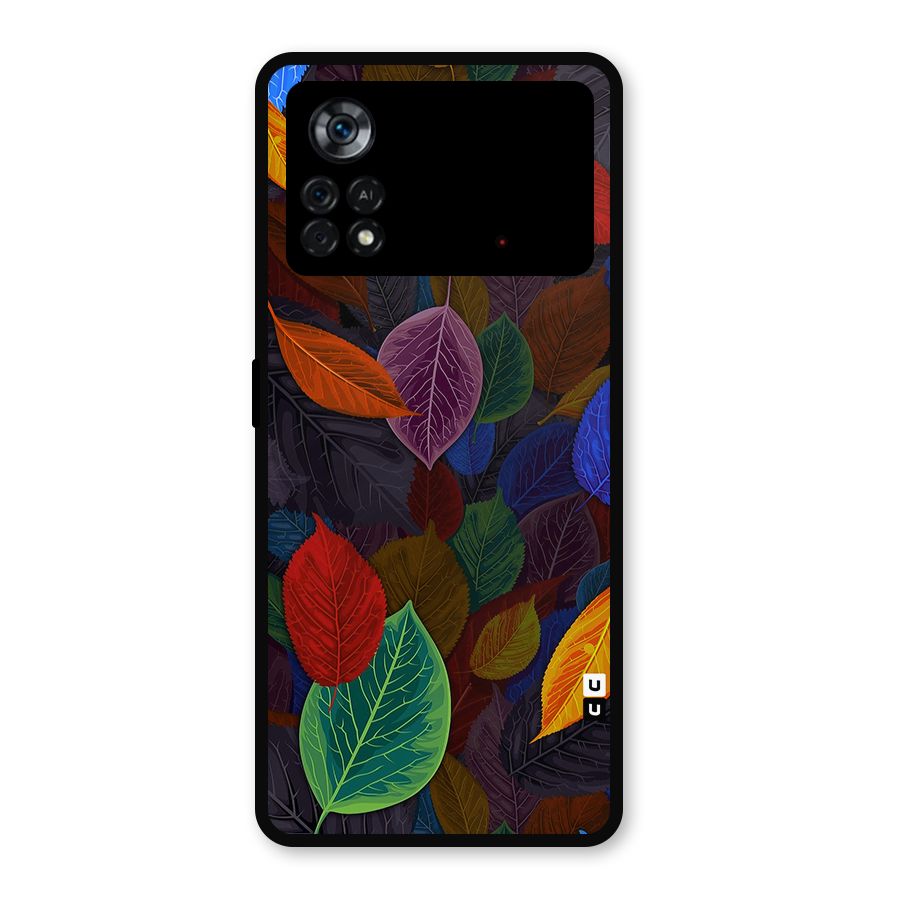 Colorful Leaves Pattern Metal Back Case for Poco X4 Pro 5G