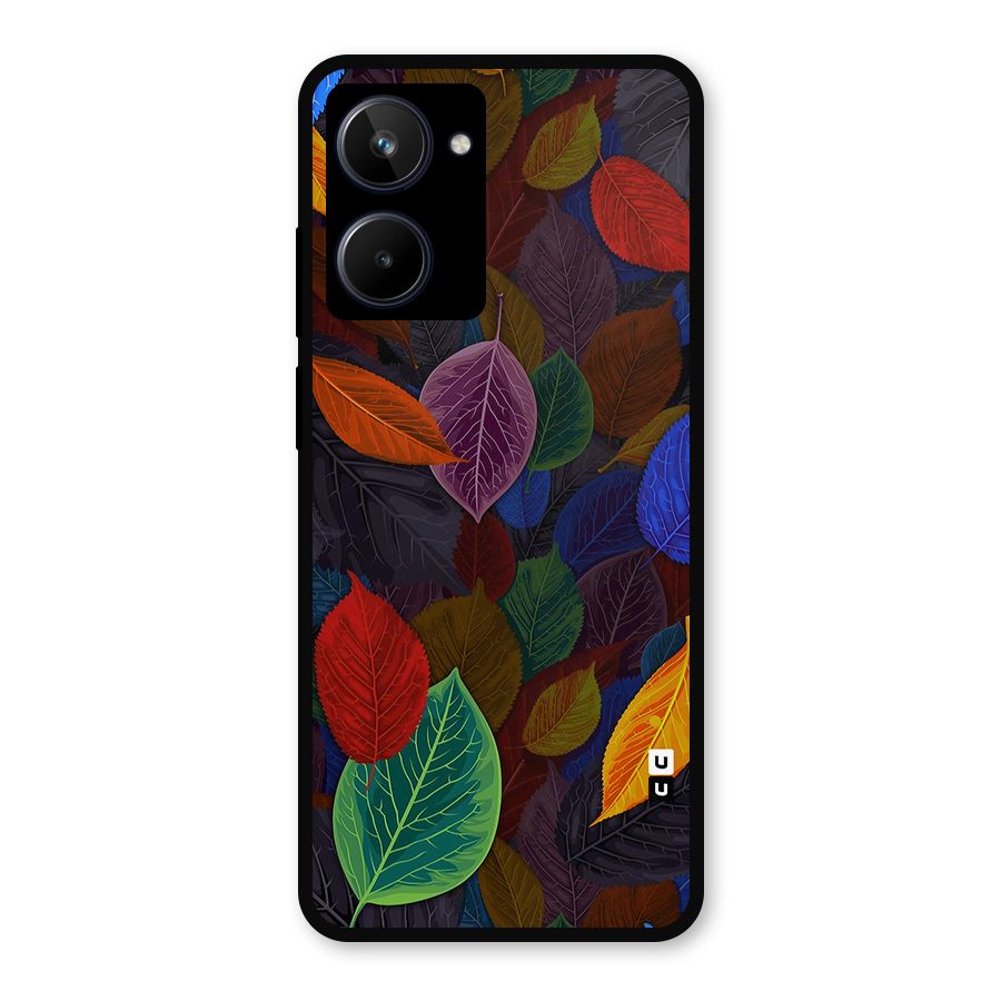 Colorful Leaves Pattern Metal Back Case for Realme 10