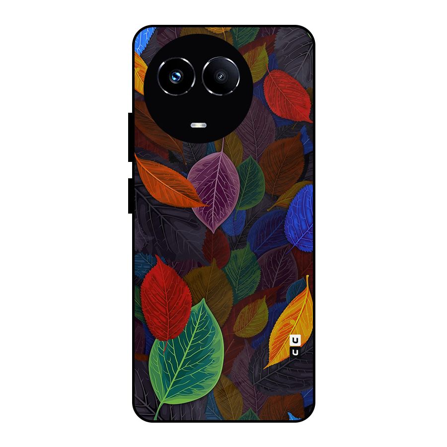 Colorful Leaves Pattern Metal Back Case for Realme 11X
