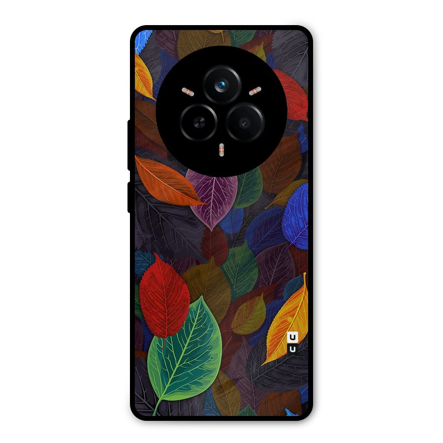 Colorful Leaves Pattern Metal Back Case for Realme 14 Pro