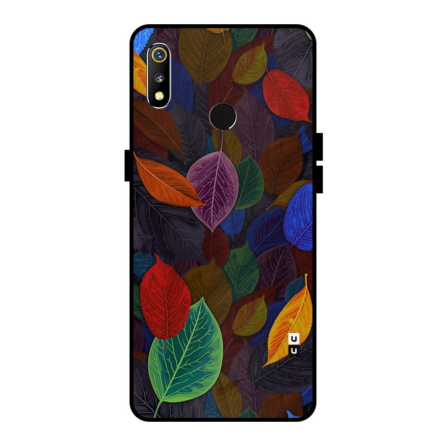 Colorful Leaves Pattern Metal Back Case for Realme 3i
