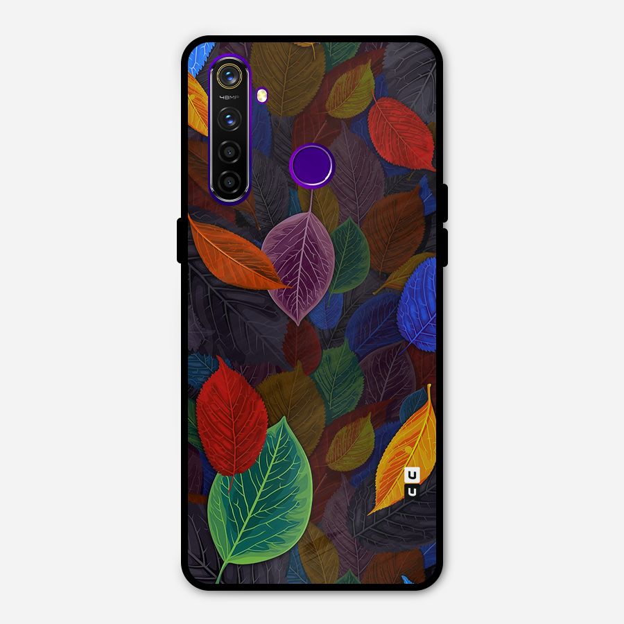 Colorful Leaves Pattern Metal Back Case for Realme 5 Pro
