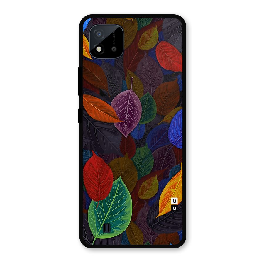 Colorful Leaves Pattern Metal Back Case for Realme C11 2021