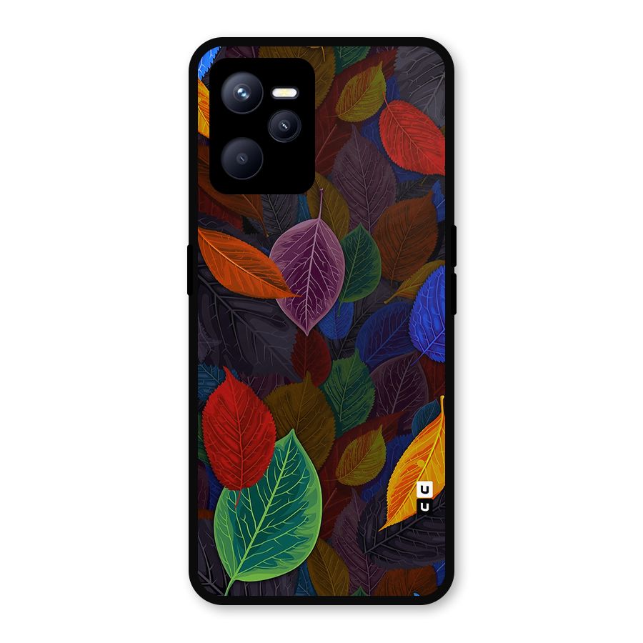 Colorful Leaves Pattern Metal Back Case for Realme C35