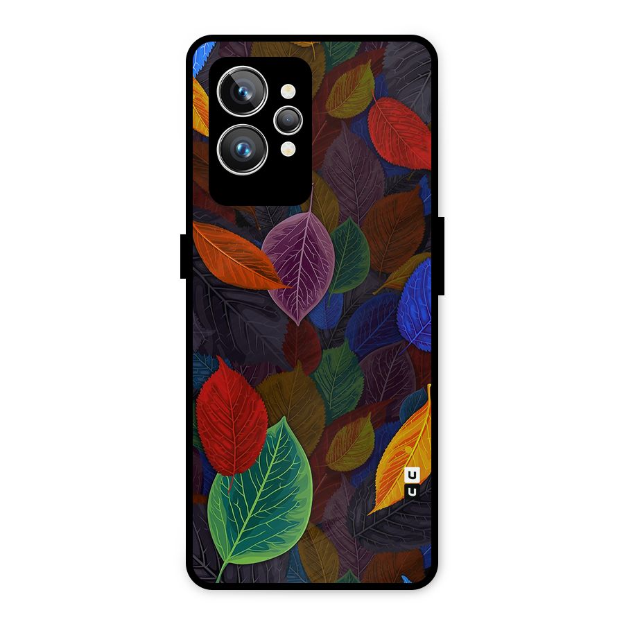 Colorful Leaves Pattern Metal Back Case for Realme GT2 Pro