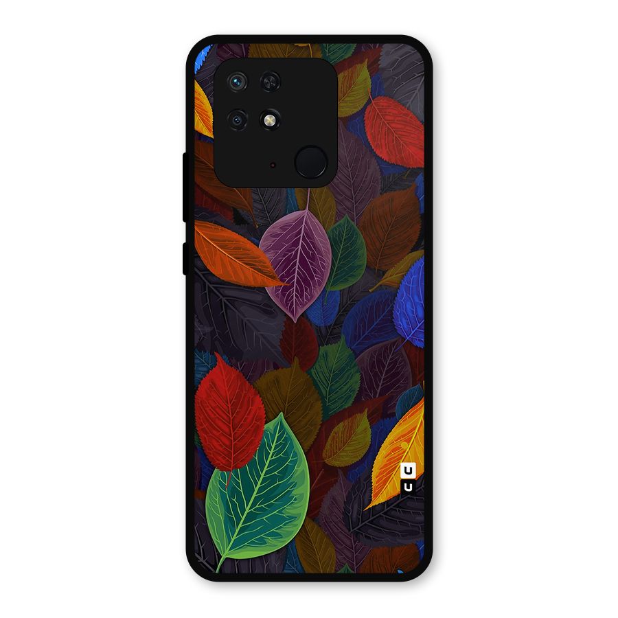 Colorful Leaves Pattern Metal Back Case for Redmi 10 Power