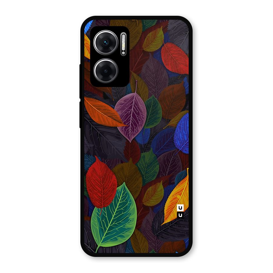 Colorful Leaves Pattern Metal Back Case for Redmi 11 Prime 5G