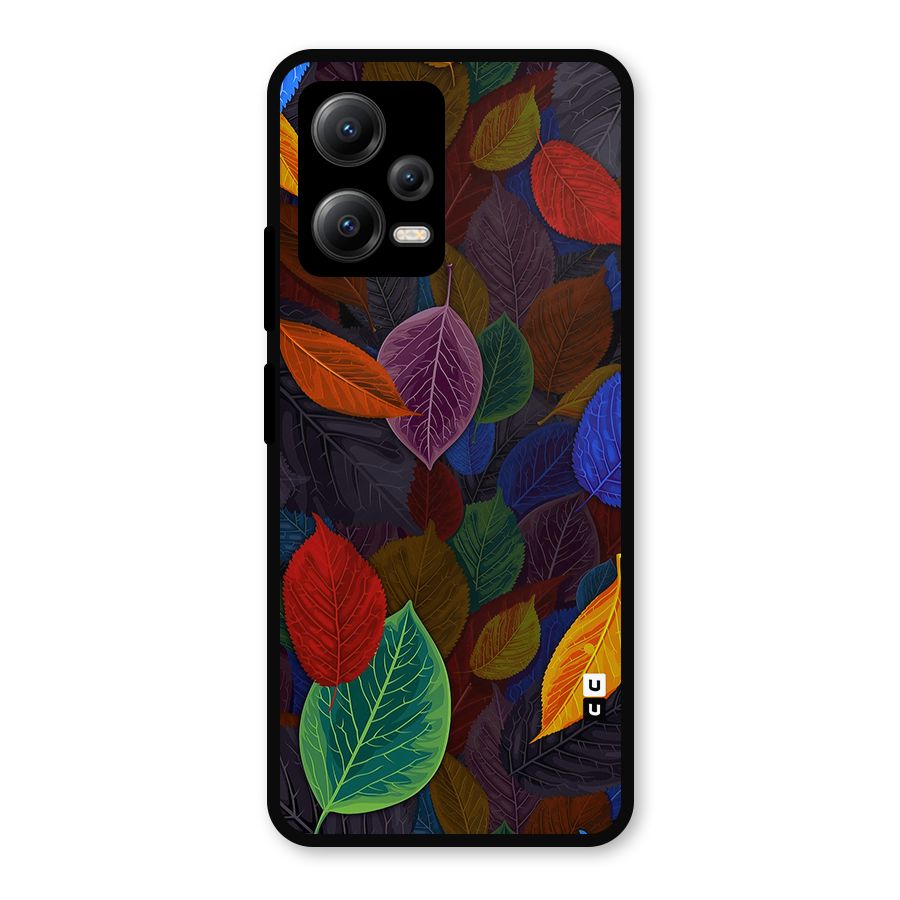 Colorful Leaves Pattern Metal Back Case for Redmi Note 12 5G