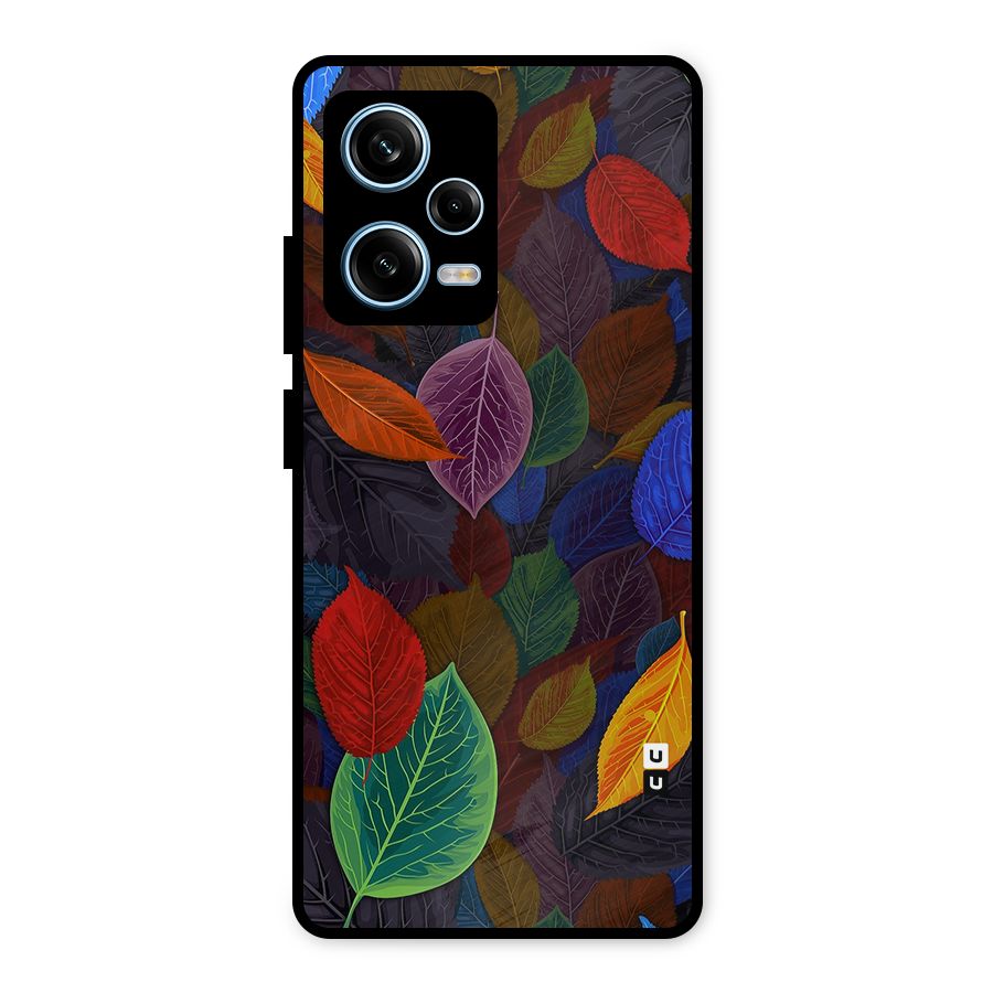Colorful Leaves Pattern Metal Back Case for Redmi Note 12 Pro