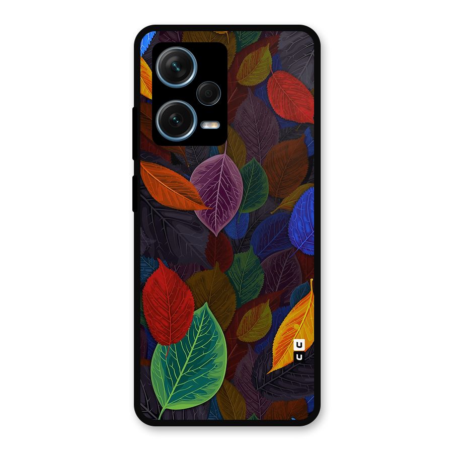 Colorful Leaves Pattern Metal Back Case for Redmi Note 12 Pro Plus 5G