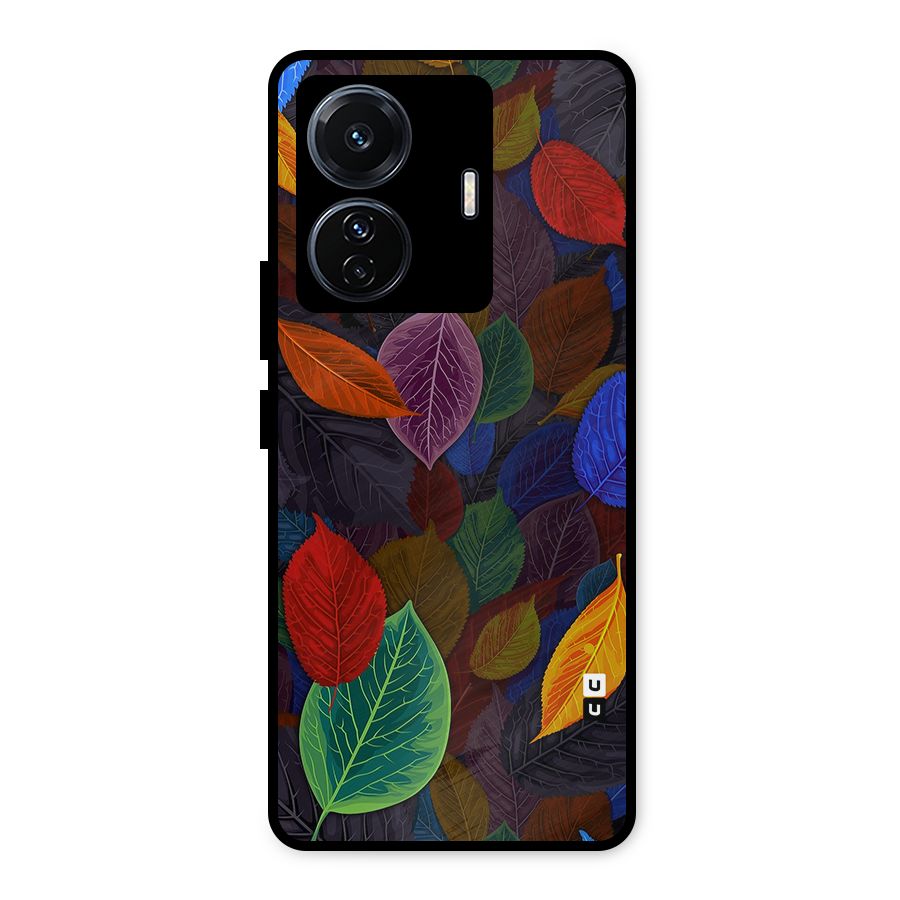 Colorful Leaves Pattern Metal Back Case for Vivo T1 Pro
