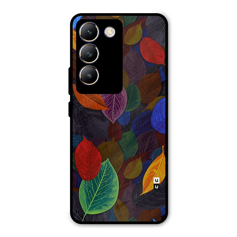Colorful Leaves Pattern Metal Back Case for Vivo T3 5G