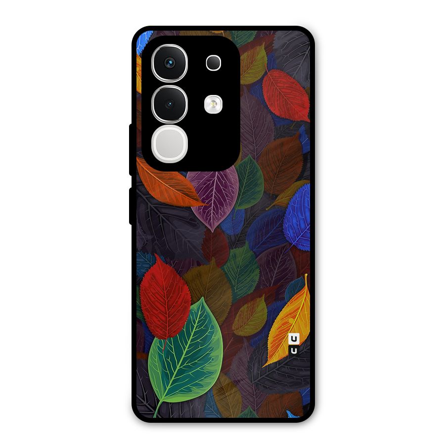 Colorful Leaves Pattern Metal Back Case for Vivo T4x