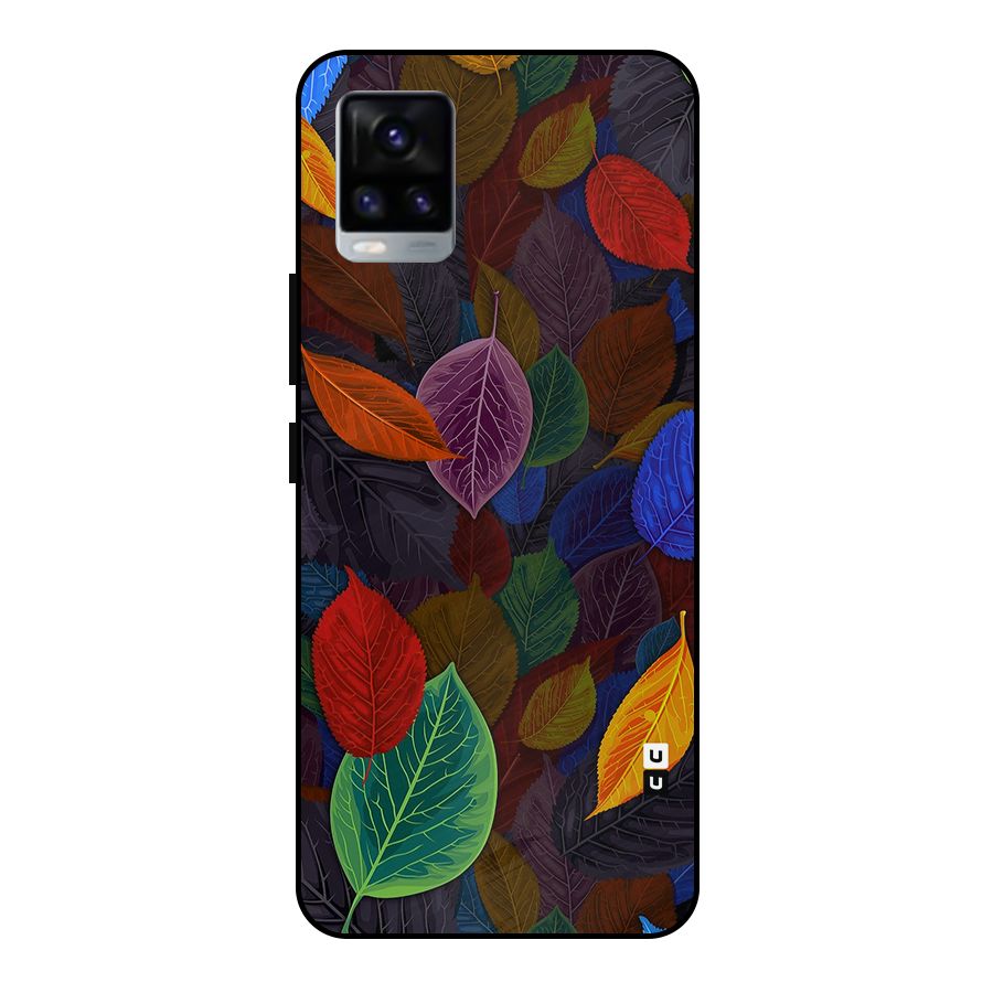 Colorful Leaves Pattern Metal Back Case for Vivo V20 2021