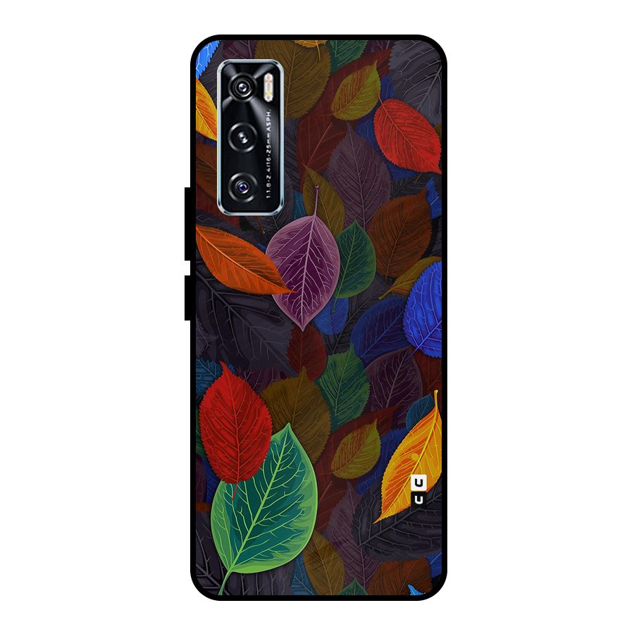Colorful Leaves Pattern Metal Back Case for Vivo V20 SE