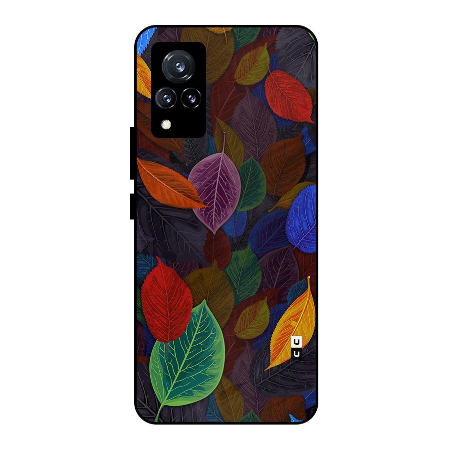 Colorful Leaves Pattern Metal Back Case for Vivo V21 5G