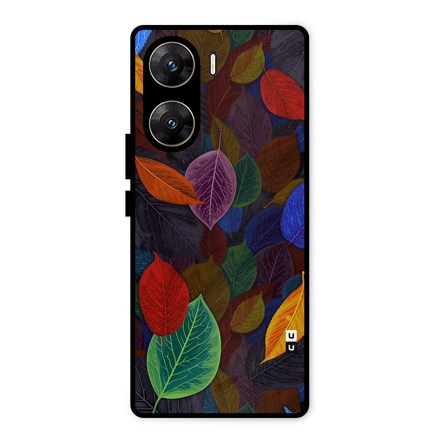 Colorful Leaves Pattern Metal Back Case for Vivo V29e