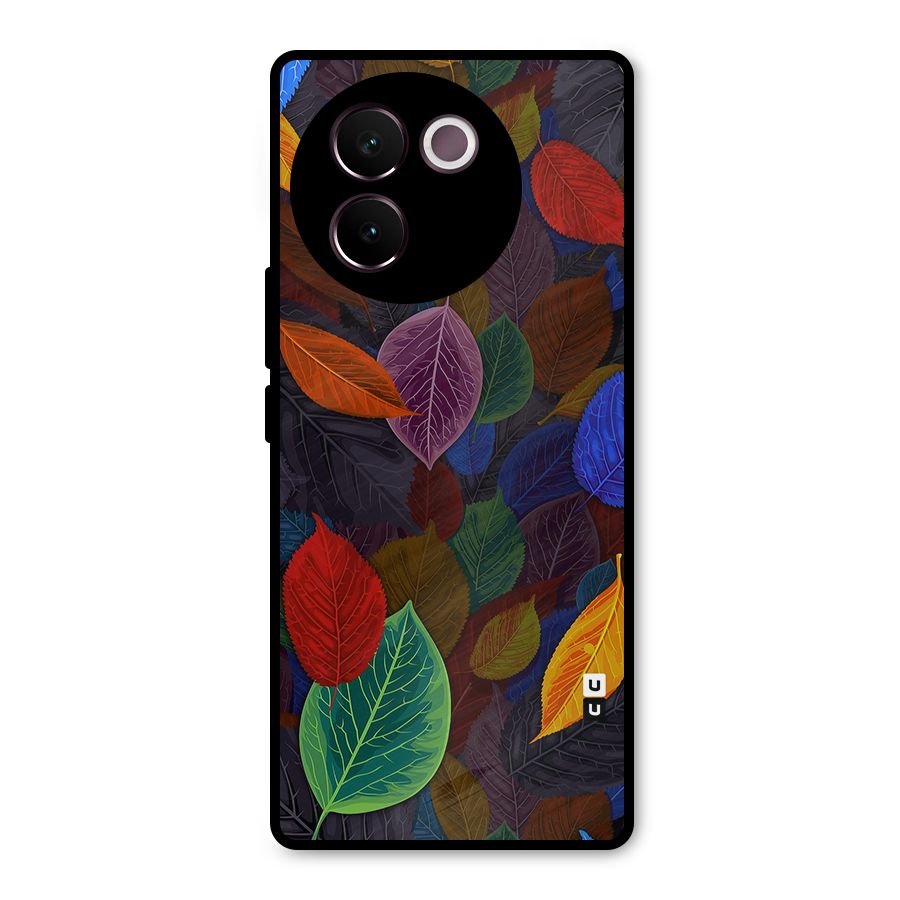 Colorful Leaves Pattern Metal Back Case for Vivo V30e
